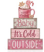 Moucuny 4 Pcs Pink Christmas Table Decor Wooden Hot Chocolate Cocoa Tiered Tray by Moucuny