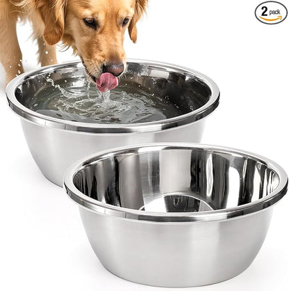 WRINGKIT 2 Pack Large Dog Bowls, 1.5 Gallons Deep Stainless Steel Water Food by WRINGKIT