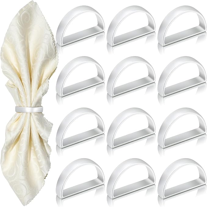 KPOSIYA Napkin Rings Set of 48, Metal Silver Napkin Rings Bulk by KPOSIYA