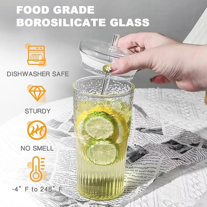 JunVpic Glass Coffee Tumbler, 20 oz Glass Cup - Image 2
