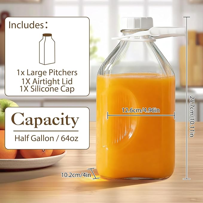 CUCUMI 1 Pack 64 Oz Glass Milk Bottle - Image 3