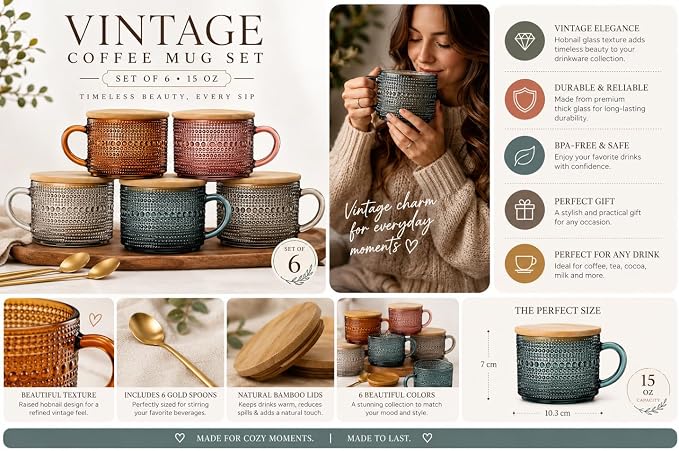 Khen Colors Glass Coffee Mugs Set - Image 3