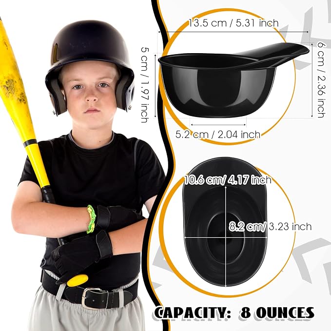Ice Cream Dessert Baseball Cap Bowls Baseball Helmet Snack Bowl 8 oz Mini Party - Image 2