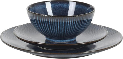 Gibson Elite Midnight Lune Plates and Bowls Sets, 12-Piece Stoneware Dinnerware - Image 11
