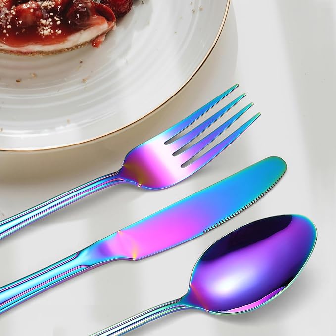 Colorful Forks Spoons Knives Silverware Rainbow Flatware Set - Image 5