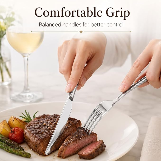 SANTUO 16-Piece Stainless Steel Dinner Knife and Fork Set - Image 5
