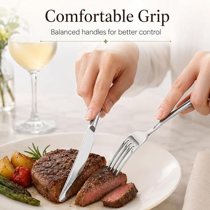 SANTUO 12-Piece Stainless Steel Dinner Knife and Fork Set - Image 5