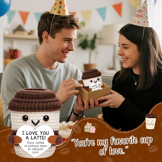 Positive Crochet Coffee Cup I Love You Gift - Image 6