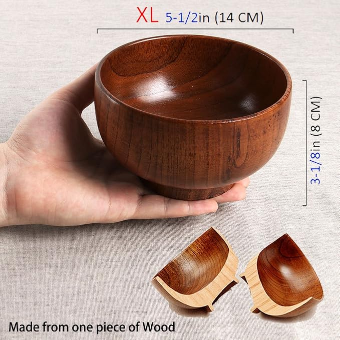 Handmade Wood Bowl, for Rice, Decoration - Image 2
