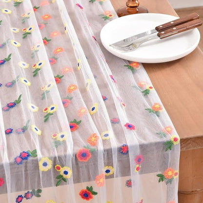Flower Table Runner Floral Daisy Summer Birthday Party Garden Wedding Decor | - Image 3