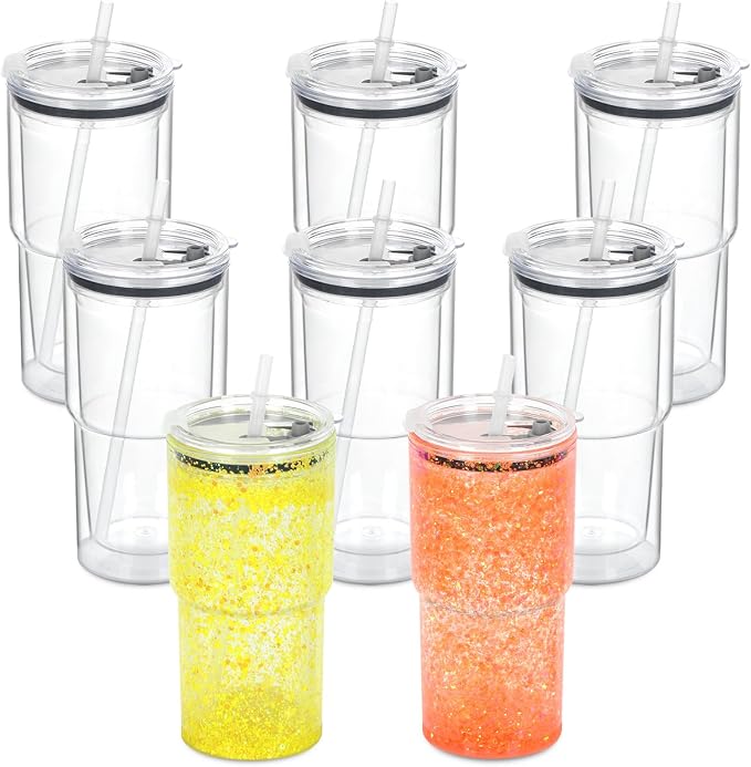 18 Oz 8 Pack Acrylic Snowglobe Tumbler by Micellwuu