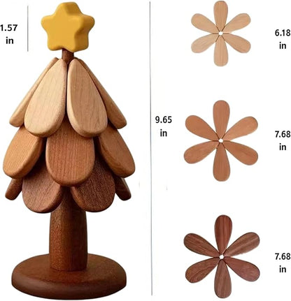 Trivets Tree Set of 3 Suitable for Hot Dishes Pans Teapots Bowls and Cup Coasters Home Kitchen and Dining Table Decor Christmas Tree Trivets Festive Celebration Gifts Wooden Products