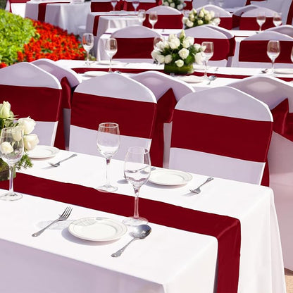 Aneco 12 Pack Satin Table Runner 12 x 108 Inch Burgundy Long Wedding Satin Silk - Image 5