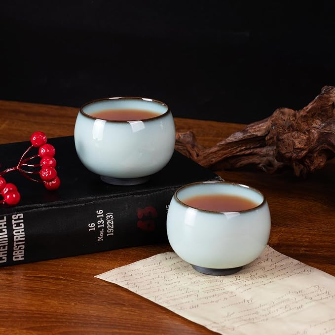KAMMAK Japanese Tea Cups, 4 Oz Small Handmade Ceramic Teacups, Loose Leaf and - Image 5