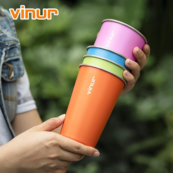 Stainless Steel Cups-16 oz Colorful Stackable Metal Drinking Glasses 8 Pcs | 16 - Image 8