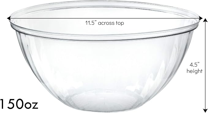 Reusable 150 Ounce Round Crystal Clear PlasticBowls Pack of 4 - Image 2