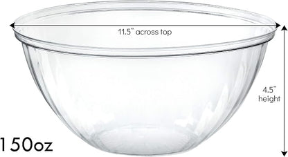 Reusable 150 Ounce Round Crystal Clear PlasticBowls Pack of 4 - Image 2