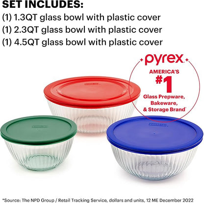Pyrex Sculpted Glass Mixing Bowls Set - Image 2