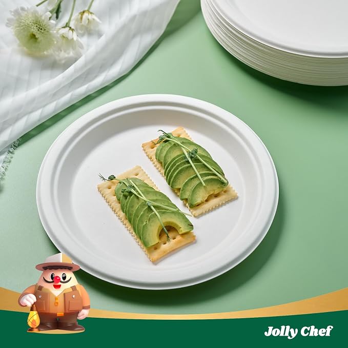 Compostable Heavy Duty Plates   Eco-Friendly Disposable White Paper - Image 4