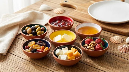 Terracotta Pinch Bowls Set of 8 – Small Ceramic Prep Bowls for Spices, Sauces & Dips – Mini Dipping Bowl for Kitchen Prep, Serving & Charcuterie – Colorful Handmade-Style Bowl