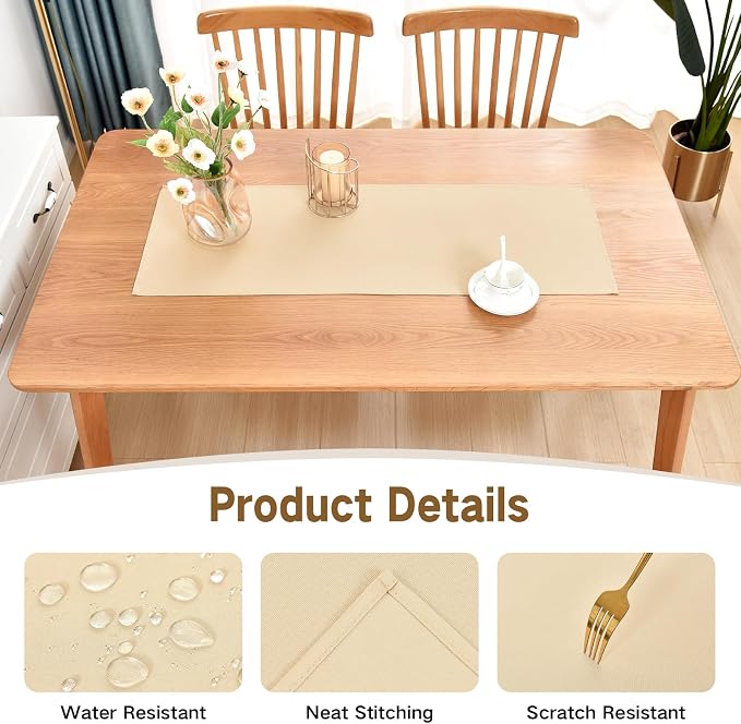 Faux Linen Small Table Runner Water Resistant 13 x 36 in, Coffee Table Runner - Image 3