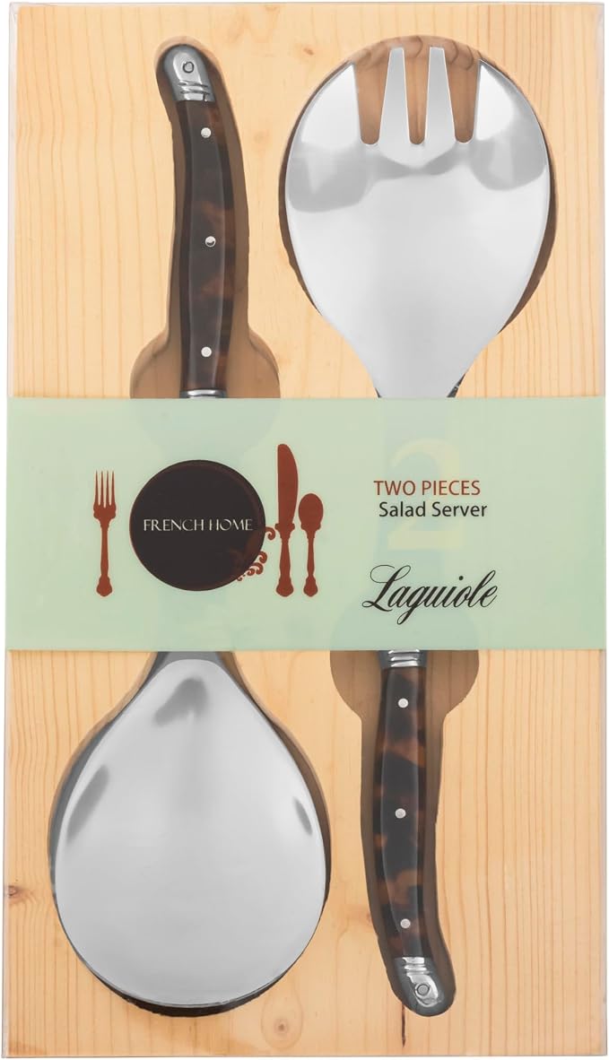 Laguiole Connoisseur Tortoise Shell Salad Servers Set by FrenchHomeLaguiole