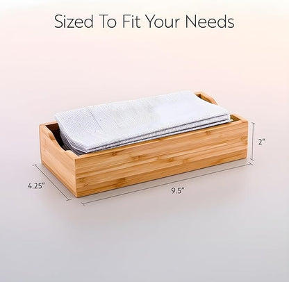 9.5 x 4.25 x 2 Inch Flat Napkin Holder, 1 Rectangle Wooden Napkin Holder - For Kitchen Tables or Countertops, Sturdy, Natural Bamboo Kitchen Napkin Holder, Dining Room Decor - Restaurantware