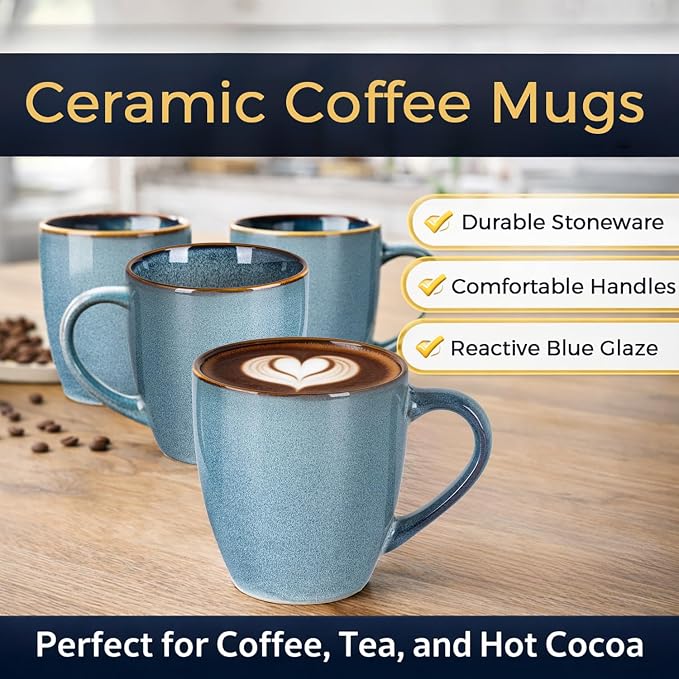 GBhome Ceramic Coffee Mugs Set of 6, 12oz Stoneware Coffee Mugs Set - Image 3