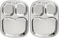 Korean Stainless Steel Divided Plates for Toddlers, Kids, Babies, Premium 304, Electro-Polished, No Black Residue, BPA-Free, 3-Compartment Plate, Food Tray for Camping, Balanced Meals, Set of 2