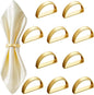10 Pcs Stainless Steel Napkin Rings Metal Napkin Ring Holders Valentine's Day Modern Serviette Buckles Metallic Adornment for Spring Table Kitchen Dinner Party Wedding (Matte Gold Semicircle)
