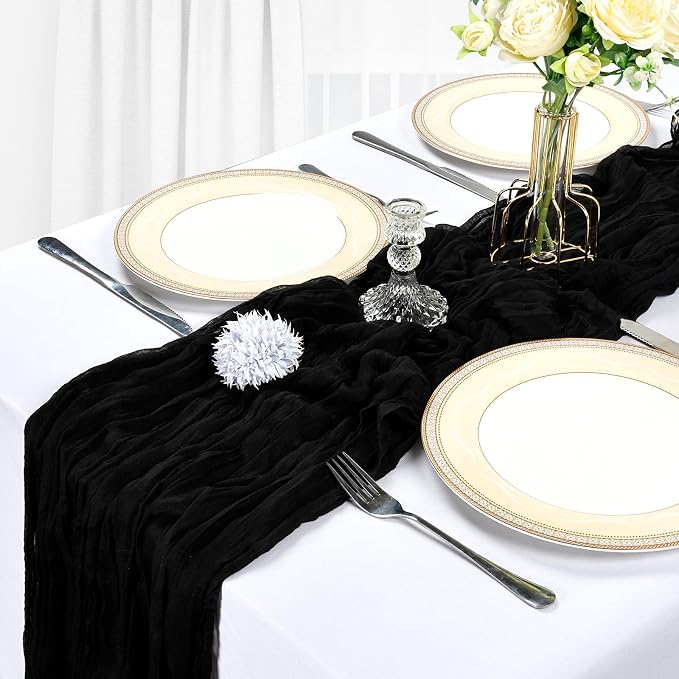 10 Pack 17 x 108 Inch Black Table Runner Cheesecloth | Gauze Cheese Cloth - Image 4