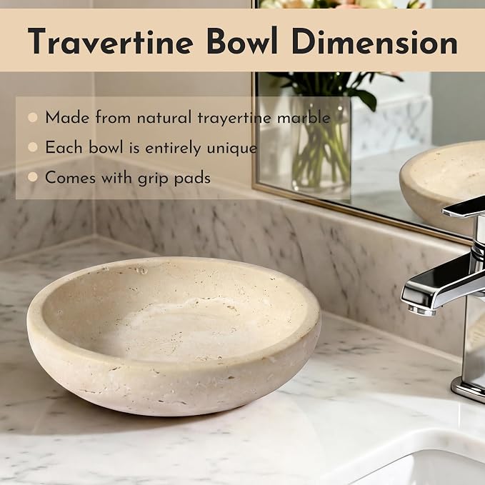 Travertine Marble Bowl & Decorative Bowl, 7.8" Modern Home Decor Key Bowl - Image 8