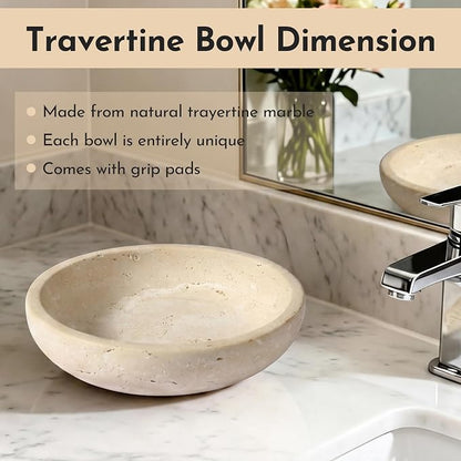 Travertine Marble Bowl & Decorative Bowl, 7.8" Modern Home Decor Key Bowl - Image 8