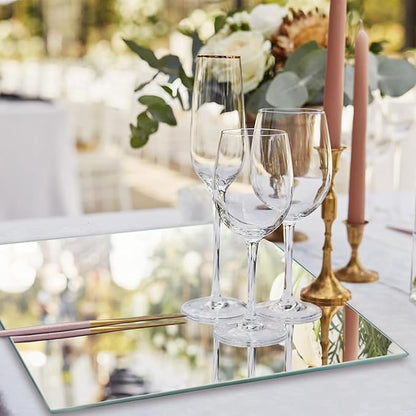 Mirror Centerpieces for Tables, 12" Square, Set of Glass Mirror Table Centerpieces with Non-Slip Foot, Candle Plate for Wedding Decorations, Parties, Christmas, 2mm Thick
