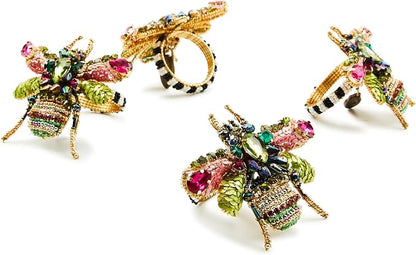 MACKENZIE-CHILDS Metal and Bead Napkin-Ring Set, Beetle | Handcrafted design by Unknown