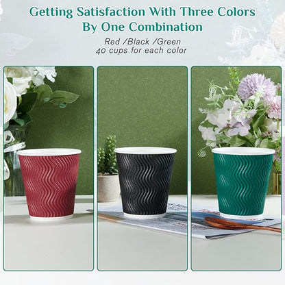 MUCHII 10 oz Insulated Paper Coffee Cups, Disposable, Ripple Design - Image 6