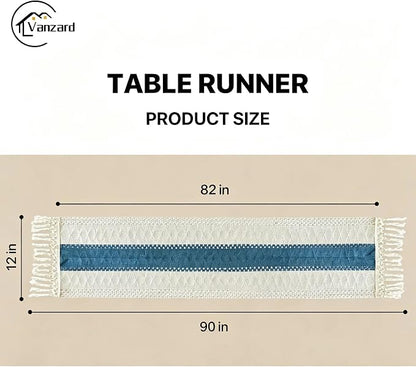 Blue Boho Table Runner for Home Decor - Image 2