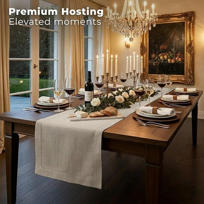 Signature Linen™ by D'Moksha Natural Table Runner 36 Inches, 100% Pure Linen - Image 4