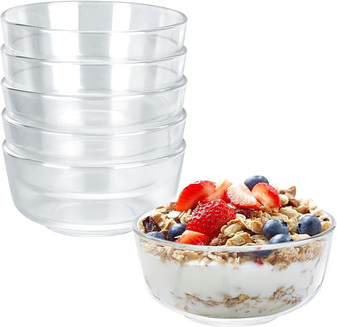 6Pcs 24oz Glass Cereal Bowls, Glass Salad Bowls | Thickened, Large Size by Unknown