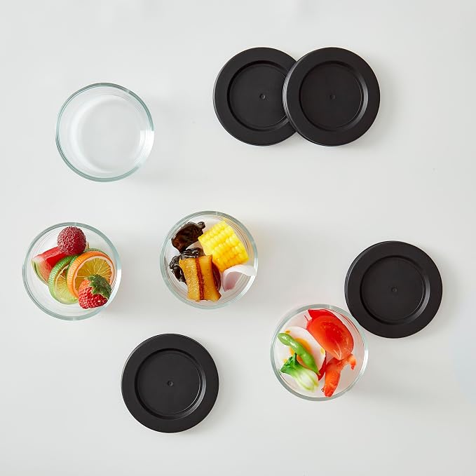 8-Piece Glass Food Storage Containers Set | 1-Cup, Leakproof | Microwave - Image 2