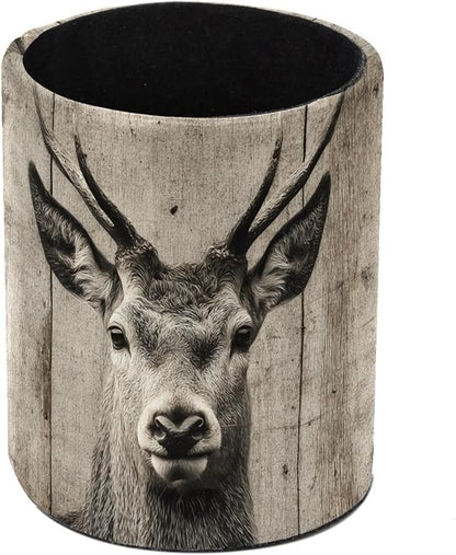 Leather Pen Holder for Desk, Ancient Wooden Wall Deer Pencil Cup Pen Organizer by Unknown