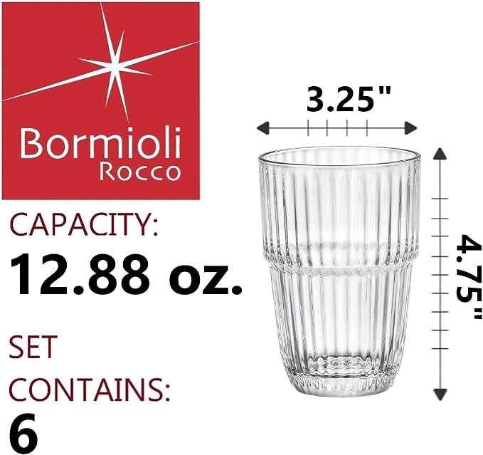 Bormioli Rocco Barshine 12.88 oz. Long Drink Stackable Tempered Drinking Glasses - Image 2