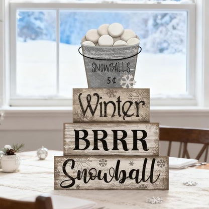 Moucuny 4 Pcs Winter Table Decorations Winter Tiered Tray Decor Christmas Table - Image 7