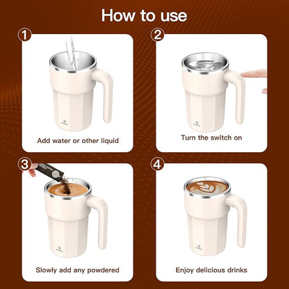 Self Stirring Coffee Mug, 12oz Rechargeable Magnetic Mixing Cup, 316 Stainless - Image 3