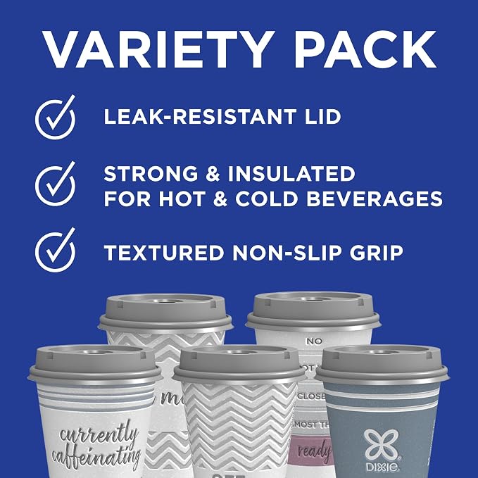 Dixie Paper Coffee Cups With Lids, 12 oz | 14 Count | Pack of 2 | Insulated | - Image 5
