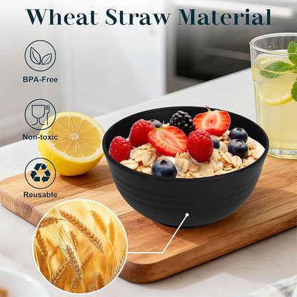 Cereal Bowls 26 OZ, Unbreakable Wheat Straw Bowl 8 PCS, Reusable Plastic Bowl - Image 3