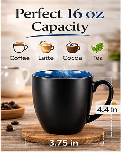 GBhome 16 oz Coffee Mugs Set of 6, Ceramic Coffee Cups- Blue - Image 2