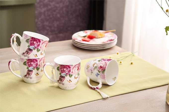 London Boutique Cups Mugs Set 4 Fine China Shabby Chic Vintage Retro Design in - Image 6