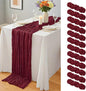 12 Pcs Burgundy Christmas Cheesecloth Table Runner 10Ft, Gauze Table Runners by Yemosa