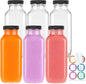 GUANENA 6 Pack Glass Drink Bottles, 16 OZ Vintage Square Water Bottles by GUANENA